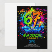 Graffiti Six Seven Birthday Party Trend Invitation (Devant / Derrière)