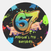 Graffiti Six Seven Kids 7th Birthday Sticker (Devant)