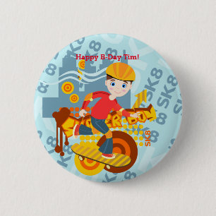 Graffiti skateboard kind verjaardagsfeest ronde button 5,7 cm
