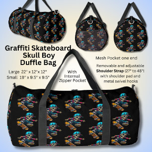 Graffiti Skateboard Skull Boy op zwart Plunjezak