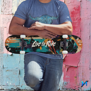 Graffiti Skull Pop Art - Bold Live to Ride Motto Skateboard