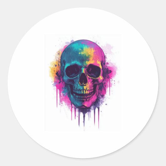Graffiti Skull Rebel Ronde Sticker (Voorkant)
