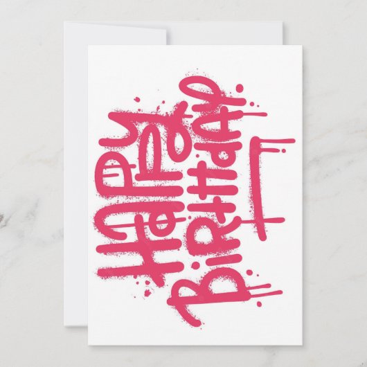 Graffiti Spray Happy Birthday Gifts Love Pink Kaart (Voorkant)