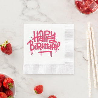 Graffiti Spray Happy Birthday Gifts Love Pink Servet
