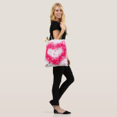 Graffiti spray verf roze mousserend hartontwerp draagtas (Op model)
