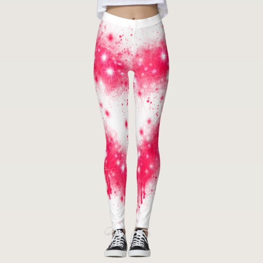 Graffiti spray verf roze mousserend hartontwerp leggings (Voorkant)