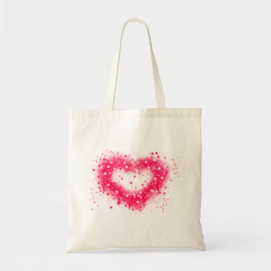 Graffiti spray verf roze mousserend hartontwerp tote bag (Voorkant)