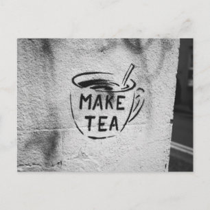 graffiti stencil kunst " make tea " slogan briefka briefkaart
