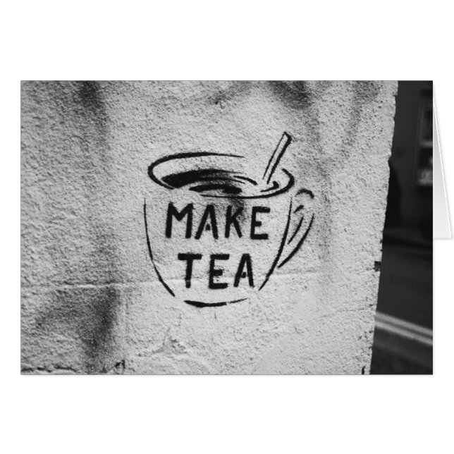 graffiti stencil kunst " make tea " slogan kaart (Voorkant Horizontaal)