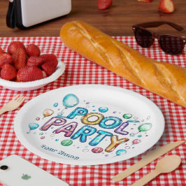 Graffiti Stijl belettering en ballonnen in zwembad Papieren Bordje