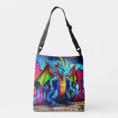 Graffiti-stijl drakenontwerp crossbody tas (Achterkant)