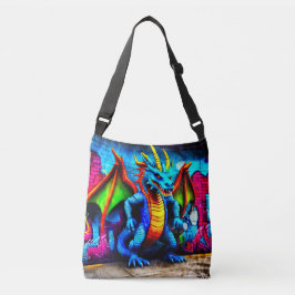 Graffiti-stijl drakenontwerp crossbody tas