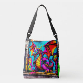 Graffiti-stijl drakenontwerp crossbody tas