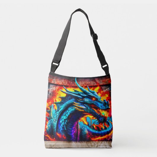 Graffiti-stijl drakenontwerp crossbody tas (Voorkant)