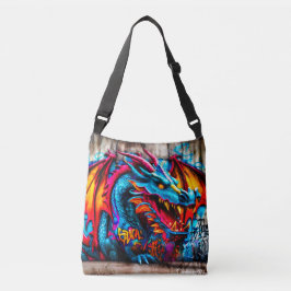 Graffiti-stijl drakenontwerp crossbody tas