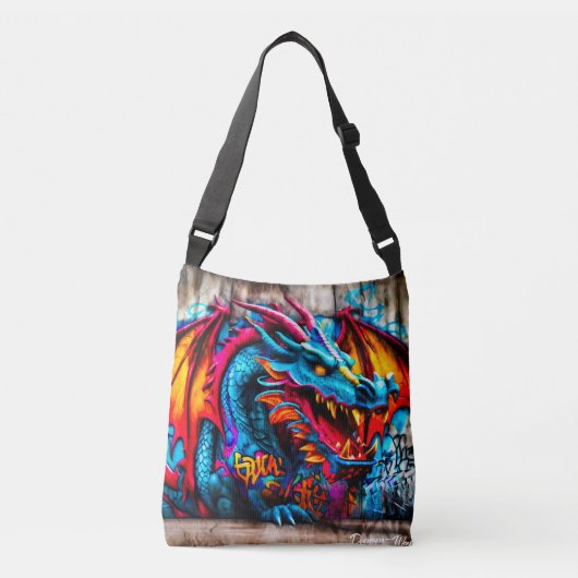 Graffiti-stijl drakenontwerp crossbody tas (Voorkant)