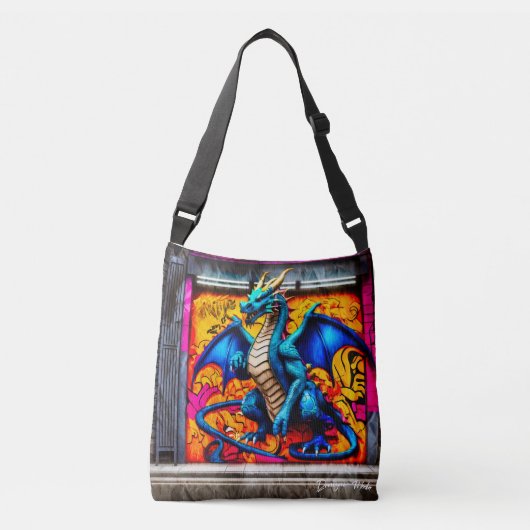 Graffiti-stijl drakenontwerp crossbody tas (Voorkant)