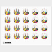 Graffiti stijl gitaren met muzieknoten ronde sticker (Vel)