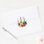 Graffiti stijl gitaren met muzieknoten ronde sticker (Envelop)