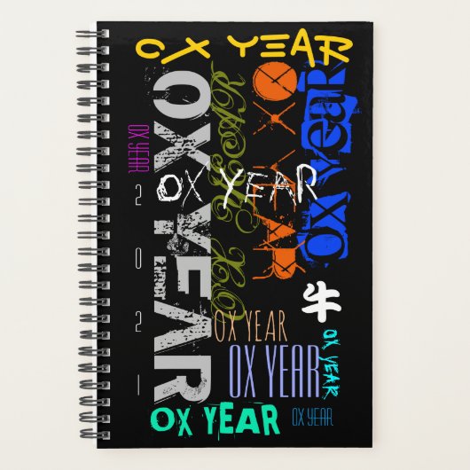 Graffiti stijl Herhalend Ox Jaar 2021 Kleine P Planner (Voorkant)