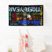 Graffiti-stijl Herhalend Tijger 2022 VertB Spandoek (Insitu)