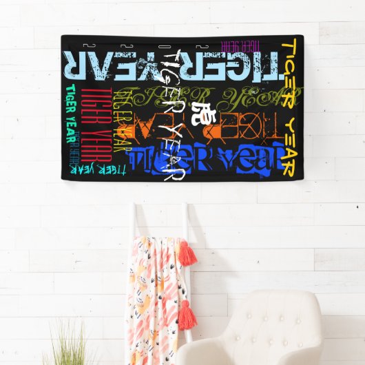 Graffiti-stijl Herhalend Tijger 2022 VertB Spandoek (Insitu)