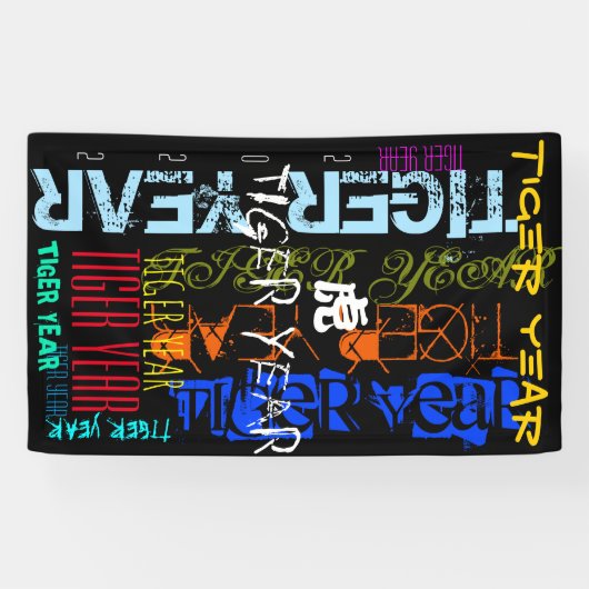 Graffiti-stijl Herhalend Tijger 2022 VertB Spandoek (Horizontaal)