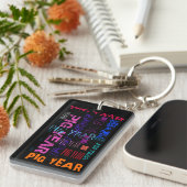 Graffiti-stijl Herhalend varkensjaar 2019 R Sleute Sleutelhanger (Voorkant Rechts)