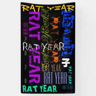 Graffiti-stijl Herhaling Rat Metal 2020 B Spandoek