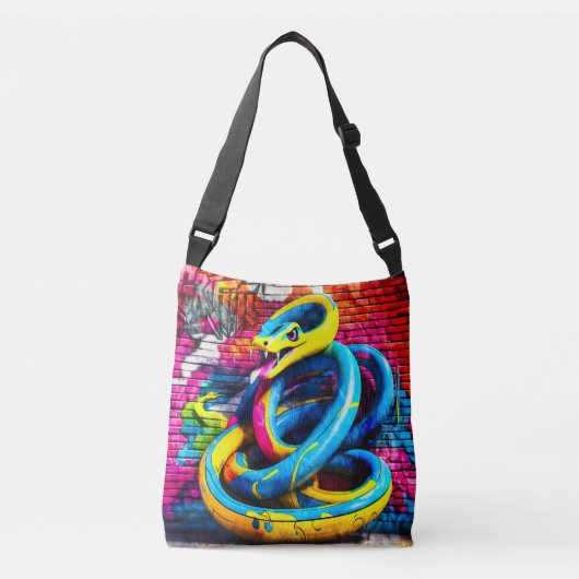 Graffiti stijl slangenontwerp crossbody tas (Voorkant)