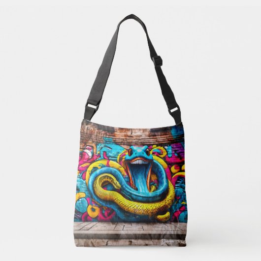 Graffiti stijl slangenontwerp crossbody tas (Voorkant)