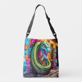 Graffiti stijl slangenontwerp crossbody tas (Achterkant)