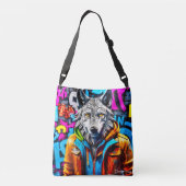 Graffiti stijl wolf ontwerp crossbody tas (Achterkant)