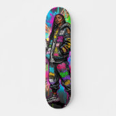 Graffiti stijl zwarte vrouw portret skateboard (Voorkant)