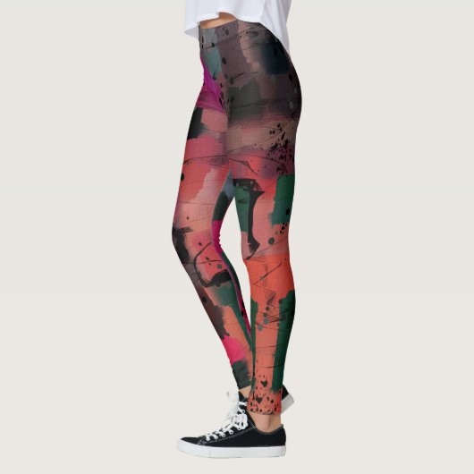 Graffiti stijlkleurige Abstracte kunst Leggings (Links)