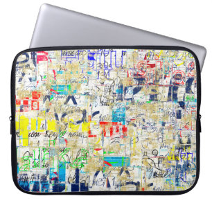 Graffiti straatmuur. Grunge wallart, straat, backg Laptop Sleeve