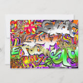 Graffiti Street Art Bar Mitzvah Aangepast Kaart (Achterkant)