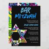 Graffiti Street Art Bar Mitzvah Aangepaste uitnodi Kaart (Voorkant / Achterkant)