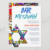 Graffiti Street Art Bar Mitzvah Custom Invitations (Devant / Derrière)