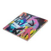 Graffiti Street Art Ceramic Tile Yellow Tegeltje (Zijkant)