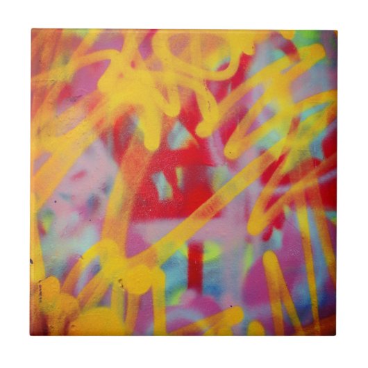 Graffiti Street Art Ceramic Tile Yellow Tegeltje (Voorkant)