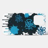 Graffiti Street Art – Coque iPhone Splash Bleu & N (Verso (horizontal))