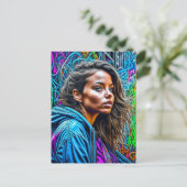  Graffiti Street Art Kleurrijke Vrouw Blank Briefkaart (Staand voorkant)