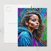 Graffiti Street Art Kleurrijke Vrouw Blank Briefkaart (Voorkant / Achterkant)