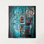 Graffiti Street Art PitBull Verlaten gebouw Wandkleed (Voorkant)