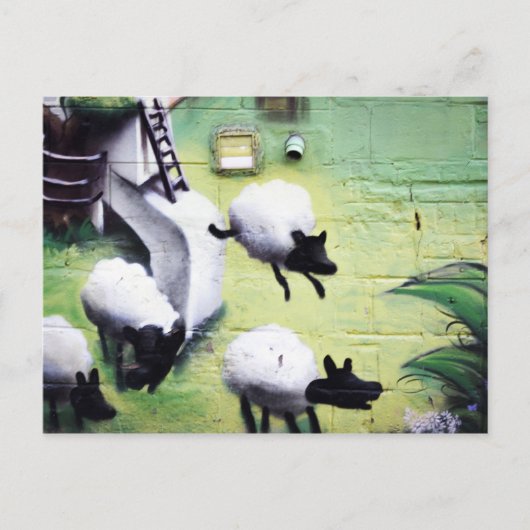 Graffiti / Street Art Sheep Jumping Briefkaart (Voorkant)
