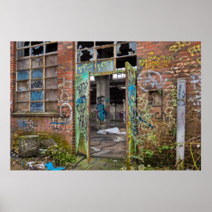 Graffiti Street Art Verlaten Poster van het Gebouw