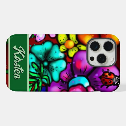 Graffiti Style Flowers & Ladybug Personalized (Verso Horizontal)