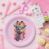 Graffiti Style Giraffe Portrait-58567 Papieren Bordje (Feest)