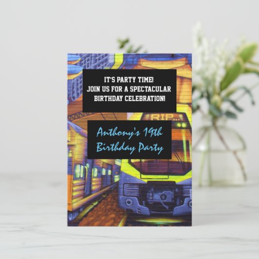 Graffiti Trains Invitation Anniversaire (Debout devant)